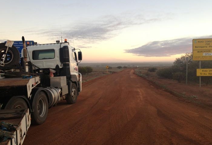 Image of the low loader going across Australia